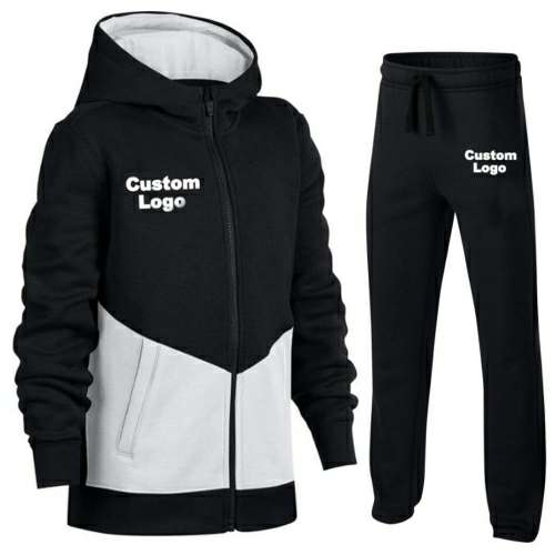 Black and White Color Block Hooded Tracksuit